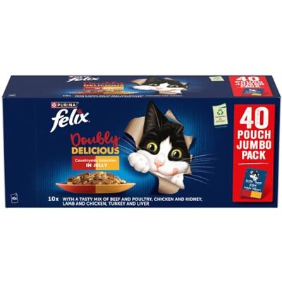 Felix Doubly Delicious Countryside Selection in Jelly Wet Cat Food 40x85g Felix Doubly Delicious Countryside Selection in Jelly Wet Cat Food 40x85g