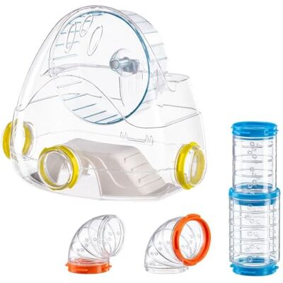 Ferplast Hamster Tube Set 4 Piece Kit, Includes Gym with Wheel, Transparent Tunnels, Fittings & Toys Ferplast Hamster Tube Set 4 Piece Kit, Includes Gym with Wheel, Transparent Tunnels, Fittings & Toys