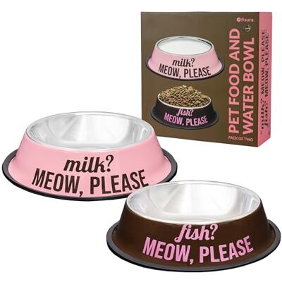 Fisura Durable & Stylish Stainless Steel Cat Bowls Set, Non-Slip Pet Feeding Bowls, Pink & Brown, 500ml Food Bowl & 1000ml Water Bowl, Double Dog Dish Set Fisura Durable & Stylish Stainless Steel Cat Bowls Set, Non-Slip Pet Feeding Bowls, Pink & Brown, 500ml Food Bowl & 1000ml Water Bowl, Double Dog Dish Set
