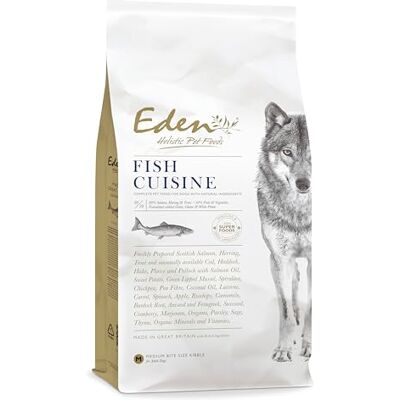 Eden Holistic Pet Foods Eden Fish Cuisine 2kg Medium Kibble. Premium Dry Dog Food for Adult & Senior Dogs Salmon, Herring, Trout, White Fish, Green-lipped mussel & Spirulina, perfect for dogs with sensitive stomachs. Eden Holistic Pet Foods Eden Fish Cuisine 2kg Medium Kibble. Premium Dry Dog Food for Adult & Senior Dogs Salmon, Herring, Trout, White Fish, Green-lipped mussel & Spirulina, perfect for dogs with sensitive stomachs.