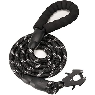 GEIT 2/4/5/6FT Dog Leash, Heavy Duty Rope Leashes, Reflective Nylon Pet Lead with Aluminum Quick Release/Locking Tactical Frog Clip for Small Medium and Large Dogs, Black, 1/2 inch GEIT 2/4/5/6FT Dog Leash, Heavy Duty Rope Leashes, Reflective Nylon Pet Lead with Aluminum Quick Release/Locking Tactical Frog Clip for Small Medium and Large Dogs, Black, 1/2 inch