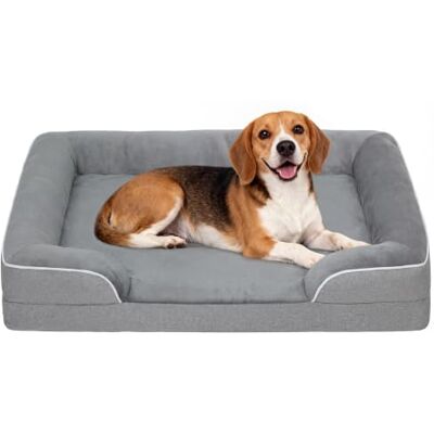 PawHut Memory Foam Dog Bed Sofa, Grey, 91.5 x 68.5 x 16.5 cm Washable Orthopedic Dog Bed Couch, Removable Flannel Cover, 3-Sided Pet Pillow, U-Shape Bolster, Non-Slip Bottom PawHut Memory Foam Dog Bed Sofa, Grey, 91.5 x 68.5 x 16.5 cm Washable Orthopedic Dog Bed Couch, Removable Flannel Cover, 3-Sided Pet Pillow, U-Shape Bolster, Non-Slip Bottom