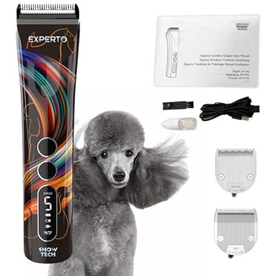 Show Tech Experto Cordless Dog Clippers, Ultra-Quiet Grooming Clipper, Powerful Rotary Smart-Clip Motor for Thick Hair, 5 Speed Settings, Dog Grooming Clipper Kit Show Tech Experto Cordless Dog Clippers, Ultra-Quiet Grooming Clipper, Powerful Rotary Smart-Clip Motor for Thick Hair, 5 Speed Settings, Dog Grooming Clipper Kit
