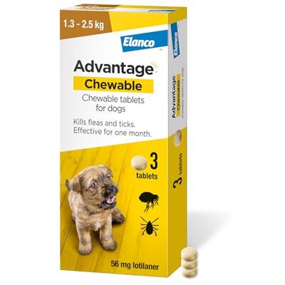 Advantage - Chewable Tablets - 1.3-2.5kg - FleaTickProtection - Flea and Tick Protection for Dogs Advantage - Chewable Tablets - 1.3-2.5kg - FleaTickProtection - Flea and Tick Protection for Dogs