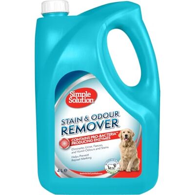 Simple Solution Dog Stain and Odour Remover, Enzymatic Cleaner with Pro-Bacteria Cleaning Power 4 Litre Simple Solution Dog Stain and Odour Remover, Enzymatic Cleaner with Pro-Bacteria Cleaning Power 4 Litre