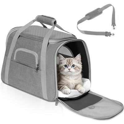 Romon Transport for Dogs Cats, Cats, Portable and Foldable Dog Cat Pets Backpack Soft Breathable Dog Small Size Bag Accessories with Padded Shoulder Strap, 17.3 x 11 x 9.8 inches, Grey Romon Transport for Dogs Cats, Cats, Portable and Foldable Dog Cat Pets Backpack Soft Breathable Dog Small Size Bag Accessories with Padded Shoulder Strap, 17.3 x 11 x 9.8 inches, Grey