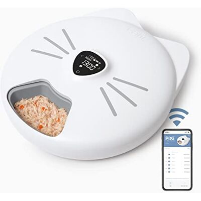 Catit PIXI 6 Automatic Cat Feeder, WiFi App Controlled, Feeds Dry, Wet Food & Treats, Keeps Wet Food Fresh with Ice Packs, White Catit PIXI 6 Automatic Cat Feeder, WiFi App Controlled, Feeds Dry, Wet Food & Treats, Keeps Wet Food Fresh with Ice Packs, White