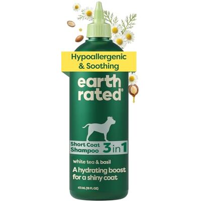 Earth Rated 3-in-1 Soothing Dog Shampoo and Conditioner, Deodorizing Oatmeal Shampoos for Dogs and Puppies, Great for Smelly Pets, White Tea and Basil Scent, 473 ml Earth Rated 3-in-1 Soothing Dog Shampoo and Conditioner, Deodorizing Oatmeal Shampoos for Dogs and Puppies, Great for Smelly Pets, White Tea and Basil Scent, 473 ml