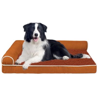 RUYICZB Orthopedic Dog Bed Medium Size Dog, Memory Foam Dog Beds for Crate with L-Shaped Bolster Pet Couch Washable Egg Crate Foam Dog Sofa Bed for Large Dogs Non-Skid Bottom,Orange,XXL RUYICZB Orthopedic Dog Bed Medium Size Dog, Memory Foam Dog Beds for Crate with L-Shaped Bolster Pet Couch Washable Egg Crate Foam Dog Sofa Bed for Large Dogs Non-Skid Bottom,Orange,XXL