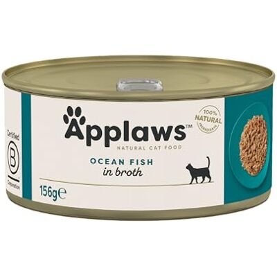 Applaws 100% Natural Wet Cat Food, Ocean Fish In Broth, 156 g Tin (Pack of 24) Applaws 100% Natural Wet Cat Food, Ocean Fish In Broth, 156 g Tin (Pack of 24)