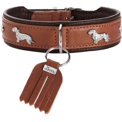 HUNTER Teckel Munich Collar, Colour: Cognac/Black, Leather, Elegant Dachshund Trims, Soft and Robust, Fur Friendly, Luxurious, Ecologically Produced, Sustainable, Made in Germany, Size: 37 HUNTER Teckel Munich Collar, Colour: Cognac/Black, Leather, Elegant Dachshund Trims, Soft and Robust, Fur Friendly, Luxurious, Ecologically Produced, Sustainable, Made in Germany, Size: 37