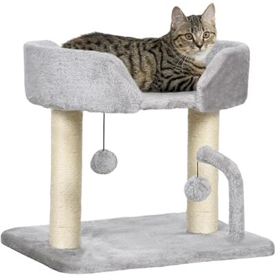 PawHut 42cm Indoor Cat Tree - Toy Balls & Sisal Post PawHut 42cm Indoor Cat Tree - Toy Balls & Sisal Post