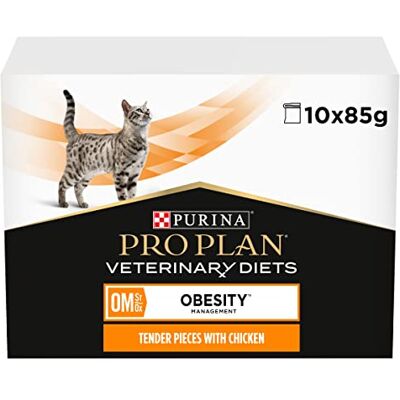 Pro Plan Veterinary Diets OM Obesity Chicken Wet Cat Food 10x85g (Pack of 4) Pro Plan Veterinary Diets OM Obesity Chicken Wet Cat Food 10x85g (Pack of 4)