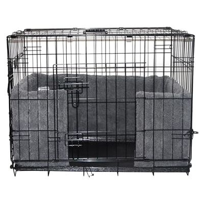 Danish Design Dog Crate Bumper Sherpa Fleece, Ecoflex Recycled Filling Grey Medium Danish Design Dog Crate Bumper Sherpa Fleece, Ecoflex Recycled Filling Grey Medium