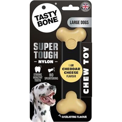 Tasty Bone TastyBone Nylon Dog Chew Toy for Large Dogs (Cheese) Indestructible for Aggressive Chewers, Everlasting Flavour, Strong Healthy Teeth, Made in the UK Tasty Bone TastyBone Nylon Dog Chew Toy for Large Dogs (Cheese) Indestructible for Aggressive Chewers, Everlasting Flavour, Strong Healthy Teeth, Made in the UK