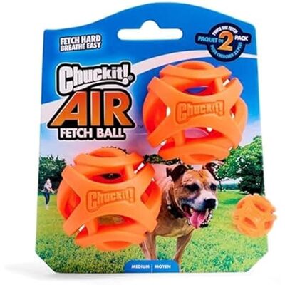 Chuckit! Air Fetch Ball – Durable Rubber Dog Toy, Lightweight Exercise Fetch Ball, Compatible with Launcher, Medium, 6.5 cm (Pack of 2) Chuckit! Air Fetch Ball – Durable Rubber Dog Toy, Lightweight Exercise Fetch Ball, Compatible with Launcher, Medium, 6.5 cm (Pack of 2)