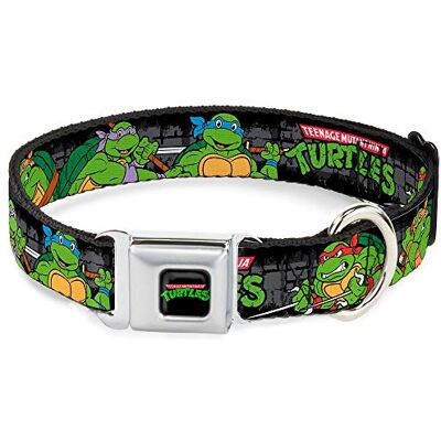 Buckle-Down Seatbelt Buckle Dog Collar Classic TMNT Group Pose4 in Sewer/TMNT Logo 1.5" Wide Fits 18-32" Neck Large Buckle-Down Seatbelt Buckle Dog Collar Classic TMNT Group Pose4 in Sewer/TMNT Logo 1.5" Wide Fits 18-32" Neck Large