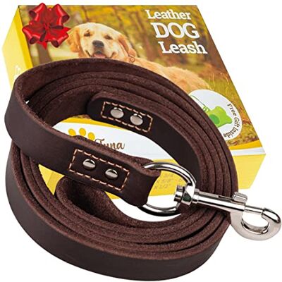 ADITYNA Leather Dog Leash 6 ft x 3/4 inch Soft, Strong, Heavy Duty for Large & Medium Breeds Dog Lead for Walking, Training, Hiking and Running (Brown) ADITYNA Leather Dog Leash 6 ft x 3/4 inch Soft, Strong, Heavy Duty for Large & Medium Breeds Dog Lead for Walking, Training, Hiking and Running (Brown)