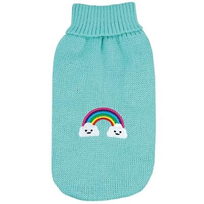Record Magic Land Sweater for Dogs, Back Length 40 cm. Sweater with High Neck, Rainbow Embroidery, Leash Hole and Back Paw Loop Light Blue, M Record Magic Land Sweater for Dogs, Back Length 40 cm. Sweater with High Neck, Rainbow Embroidery, Leash Hole and Back Paw Loop Light Blue, M