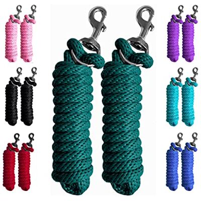 Majestic Ally Pack of 2 Solid Poly Lead Rope for Horses & Livestock – 10 Foot Long and 5/8 inch Thick Replaceable Heavy-Duty Bolt Snap – Handmade – Soft, Broken in Feel (Hunter Green) Majestic Ally Pack of 2 Solid Poly Lead Rope for Horses & Livestock – 10 Foot Long and 5/8 inch Thick Replaceable Heavy-Duty Bolt Snap – Handmade – Soft, Broken in Feel (Hunter Green)