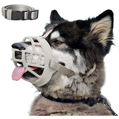 Barkless Dog Muzzle, Soft Silicone Basket Muzzle for Dogs, Allows Panting and Drinking, Prevents Unwanted Barking Biting and Chewing, Included Collar and Training Guide Barkless Dog Muzzle, Soft Silicone Basket Muzzle for Dogs, Allows Panting and Drinking, Prevents Unwanted Barking Biting and Chewing, Included Collar and Training Guide