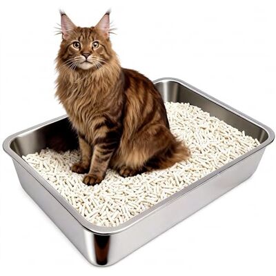 Gimars XXL Thicken Stainless Steel Litter Tray Easy to Clean High Side Rustproof, Never Absorbs Odors Metal litter tray For Cats Rabbits Gimars XXL Thicken Stainless Steel Litter Tray Easy to Clean High Side Rustproof, Never Absorbs Odors Metal litter tray For Cats Rabbits