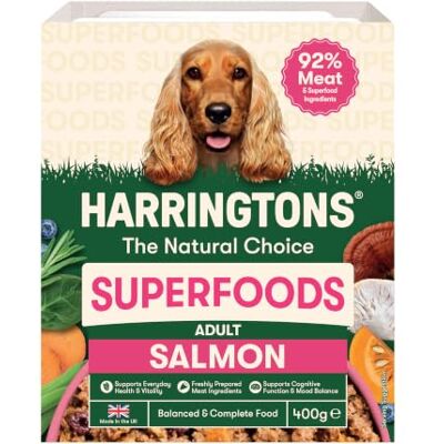 HARRINGTONS Superfoods Wet Adult Dog Food Salmon 6x400g Made with High Quality & All Natural Ingredients Supports Everyday Health & Vitality Grain Free for Sensitive Tummies HARRINGTONS Superfoods Wet Adult Dog Food Salmon 6x400g Made with High Quality & All Natural Ingredients Supports Everyday Health & Vitality Grain Free for Sensitive Tummies