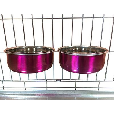 Ellie-Bo Pair of Dog Bowls For Crates, Cages or Pens and 3 Sizes (0.9Ltr Medium, Pink) Ellie-Bo Pair of Dog Bowls For Crates, Cages or Pens and 3 Sizes (0.9Ltr Medium, Pink)