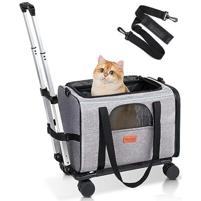 Morpilot Cat Carrier with Wheels Airline Approved Pet Carrier for Small Dogs Large Cats Puppy Stroller Detachable and Foldable Pet Travel Bag Light Gray Morpilot Cat Carrier with Wheels Airline Approved Pet Carrier for Small Dogs Large Cats Puppy Stroller Detachable and Foldable Pet Travel Bag Light Gray