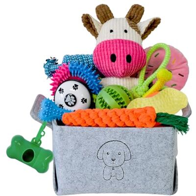 MRSOHRET 20Pcs Puppy Chew Toys for Teething, Dog Chew Toys with Rope Toys, Pet Dog Toothbrush, Treat Balls, Dog Plush Toys and Squeaky Toys for Small Medium Dogs, Cute Dog Toy Basket, Box and Bin MRSOHRET 20Pcs Puppy Chew Toys for Teething, Dog Chew Toys with Rope Toys, Pet Dog Toothbrush, Treat Balls, Dog Plush Toys and Squeaky Toys for Small Medium Dogs, Cute Dog Toy Basket, Box and Bin