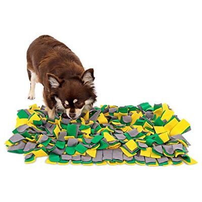 lionto Sniffer rug for dogs and cats, search mat to reduce stress and promote concentration, 50x34 cm, fleece rug is machine washable with non-slip underside, yellow/green lionto Sniffer rug for dogs and cats, search mat to reduce stress and promote concentration, 50x34 cm, fleece rug is machine washable with non-slip underside, yellow/green