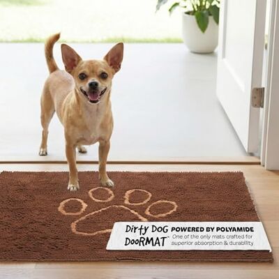 DOG GONE SMART PET PRODUCTS Dog Gone Smart Dirty Dog Microfiber Doormat, Super Absorbent, Machine Washable with Non-Slip Backing, Small, Mocha Brown DOG GONE SMART PET PRODUCTS Dog Gone Smart Dirty Dog Microfiber Doormat, Super Absorbent, Machine Washable with Non-Slip Backing, Small, Mocha Brown