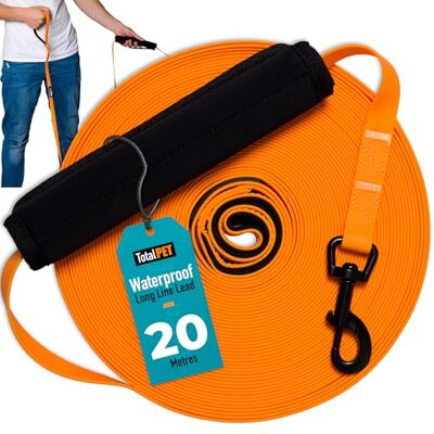 Total Pet Training Lead for Dogs, Waterproof Long Line for Recall & Obedience Training Extra Long Dog Lead Suitable for all Sized Dogs (20m, Regular Clip) Total Pet Training Lead for Dogs, Waterproof Long Line for Recall & Obedience Training Extra Long Dog Lead Suitable for all Sized Dogs (20m, Regular Clip)