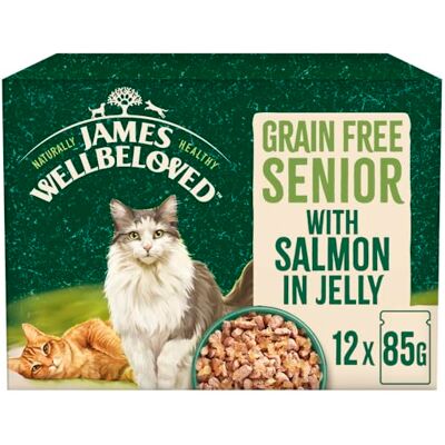 James Wellbeloved Grain Free Adult Cat Food with Salmon in Jelly Pouch 12 x 85g James Wellbeloved Grain Free Adult Cat Food with Salmon in Jelly Pouch 12 x 85g
