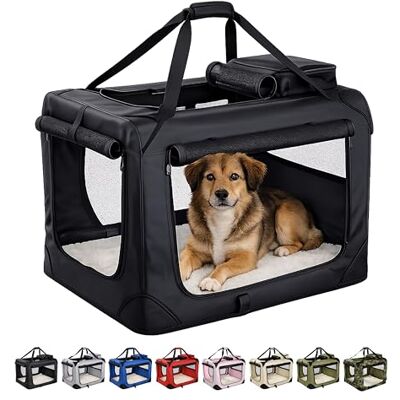 Floofy Friends Pet Carrier Bag, Large Cat Carrier Puppy Dog Carrier for Small Dogs Cats Kittens Rabbits With Reversible Fleece Mat, Foldable Travel Crate for Car Black Floofy Friends Pet Carrier Bag, Large Cat Carrier Puppy Dog Carrier for Small Dogs Cats Kittens Rabbits With Reversible Fleece Mat, Foldable Travel Crate for Car Black