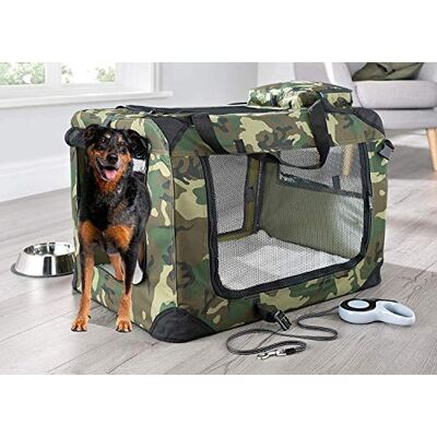 Floofy Friends Pet Carrier Bag, Large Cat Carrier Puppy Dog Carrier for Small Dogs Cats Kittens Rabbits With Reversible Fleece Mat, Foldable Travel Crate for Car Camoflage Floofy Friends Pet Carrier Bag, Large Cat Carrier Puppy Dog Carrier for Small Dogs Cats Kittens Rabbits With Reversible Fleece Mat, Foldable Travel Crate for Car Camoflage