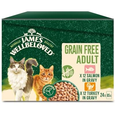 James Wellbeloved Grain Free Adult Turkey & Salmon In Gravy Pouch 24 x 85 g James Wellbeloved Grain Free Adult Turkey & Salmon In Gravy Pouch 24 x 85 g