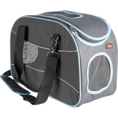 Trixie dog bag Alison dimensionally stable trolley attachment top opening shoulder strap integrated short leash padded base 20 x 29 x 43 cm up to 8 kg grey/blue 28856 Trixie dog bag Alison dimensionally stable trolley attachment top opening shoulder strap integrated short leash padded base 20 x 29 x 43 cm up to 8 kg grey/blue 28856