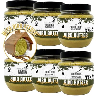 The Birdfood Warehouse Mealworm & Insect Bird Butter 375g (6 Pack with Feeder) 100% Natural Wild Garden Bird Food, Peanut Butter for Birds, All Year Feed The Birdfood Warehouse Mealworm & Insect Bird Butter 375g (6 Pack with Feeder) 100% Natural Wild Garden Bird Food, Peanut Butter for Birds, All Year Feed