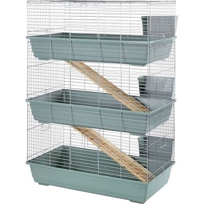 Little Friends - Triple Rabbit Cage - Beige/Silver Little Friends - Triple Rabbit Cage - Beige/Silver