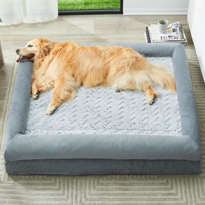 Quilmfoam XXL Extra Large Dog Bed, Washable Dog Couch with Removable Waterproof Cover, Orthopedic Large Pet Sofa Bed with Bolster Sides for Sleeping Quilmfoam XXL Extra Large Dog Bed, Washable Dog Couch with Removable Waterproof Cover, Orthopedic Large Pet Sofa Bed with Bolster Sides for Sleeping