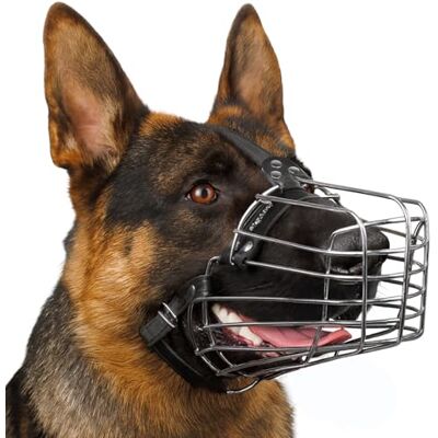 BRONZEDOG Wire Dog Muzzle German Shepherd for Medium Large Dogs Adjustable Durable Metal Basket for Biting Chewing Barking (M) BRONZEDOG Wire Dog Muzzle German Shepherd for Medium Large Dogs Adjustable Durable Metal Basket for Biting Chewing Barking (M)