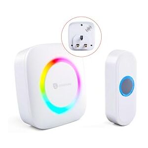 Smartwares Wireless doorbell Set Plug-in Chime and Push Button 300 m Range 36 melodies LED Ring 85 dB 4 Sound Level & Mute Function White PD-4923 Smartwares Wireless doorbell Set Plug-in Chime and Push Button 300 m Range 36 melodies LED Ring 85 dB 4 Sound Level & Mute Function White PD-4923