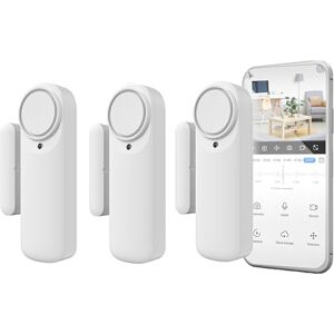 NIVIAN WiFi Smart Door Alarm, Magnetic Door Sensor, Wireless with Mobile App, Real Time Notifications, Manual Button, Siren 100dB (Pack 3) NIVIAN WiFi Smart Door Alarm, Magnetic Door Sensor, Wireless with Mobile App, Real Time Notifications, Manual Button, Siren 100dB (Pack 3)