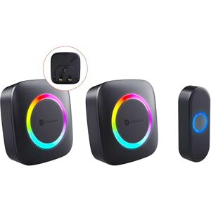 Smartwares Wireless doorbell Set Portable Chime, Plug-in Chime and Push Button 300 m Range 36 melodies LED Ring 85 dB 4 Sound Level & Mute Function Black PD-4927 Smartwares Wireless doorbell Set Portable Chime, Plug-in Chime and Push Button 300 m Range 36 melodies LED Ring 85 dB 4 Sound Level & Mute Function Black PD-4927