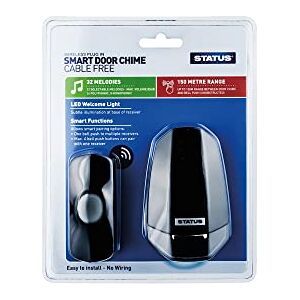 Status Wireless Door Bell Black Waterproof Ring Door Chime with LED Welcome Light 150 Meters Range with 32 Melodies SBPDCNLCF1PK10 Status Wireless Door Bell Black Waterproof Ring Door Chime with LED Welcome Light 150 Meters Range with 32 Melodies SBPDCNLCF1PK10