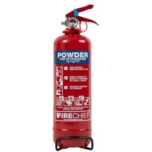 Firechief 1kg Powder Fire Extinguisher Red Fire Extinguisher for Home Multi Purpose Powder Supplied with Bracket Kitemark Certified to BS EN 3, LPCB and MED Approved FMP1 Model Firechief 1kg Powder Fire Extinguisher Red Fire Extinguisher for Home Multi Purpose Powder Supplied with Bracket Kitemark Certified to BS EN 3, LPCB and MED Approved FMP1 Model