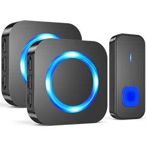 SURFOU Wireless Doorbell, Waterproof Twin Plug in Door Bells Cordless Dual Door Chime Bell Battery Operated at 1,300ft Long Range Doorbell Kit with 2 Receivers, LED Flash 55 Chimes 5 Volume, Black SURFOU Wireless Doorbell, Waterproof Twin Plug in Door Bells Cordless Dual Door Chime Bell Battery Operated at 1,300ft Long Range Doorbell Kit with 2 Receivers, LED Flash 55 Chimes 5 Volume, Black