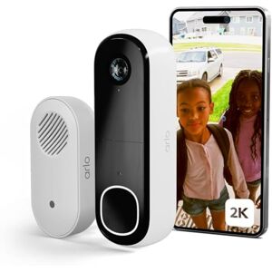 Arlo 2K Doorbell Camera Wireless and Chime, Outdoor WiFi Video Doorbell, Motion Sensor, CCTV Camera System, 6 Month Battery Operated Security Camera, Night Vision, Secure Trial Included, White, UK Arlo 2K Doorbell Camera Wireless and Chime, Outdoor WiFi Video Doorbell, Motion Sensor, CCTV Camera System, 6 Month Battery Operated Security Camera, Night Vision, Secure Trial Included, White, UK