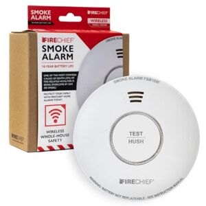 Firechief Smoke Alarm with Wireless Interlink 10 Year Sealed Battery Kitemark Certified to BS EN 14604 Wirelessly Interlink with CO Alarms for Home Complies Scottish Regulation FSB10W Model Firechief Smoke Alarm with Wireless Interlink 10 Year Sealed Battery Kitemark Certified to BS EN 14604 Wirelessly Interlink with CO Alarms for Home Complies Scottish Regulation FSB10W Model